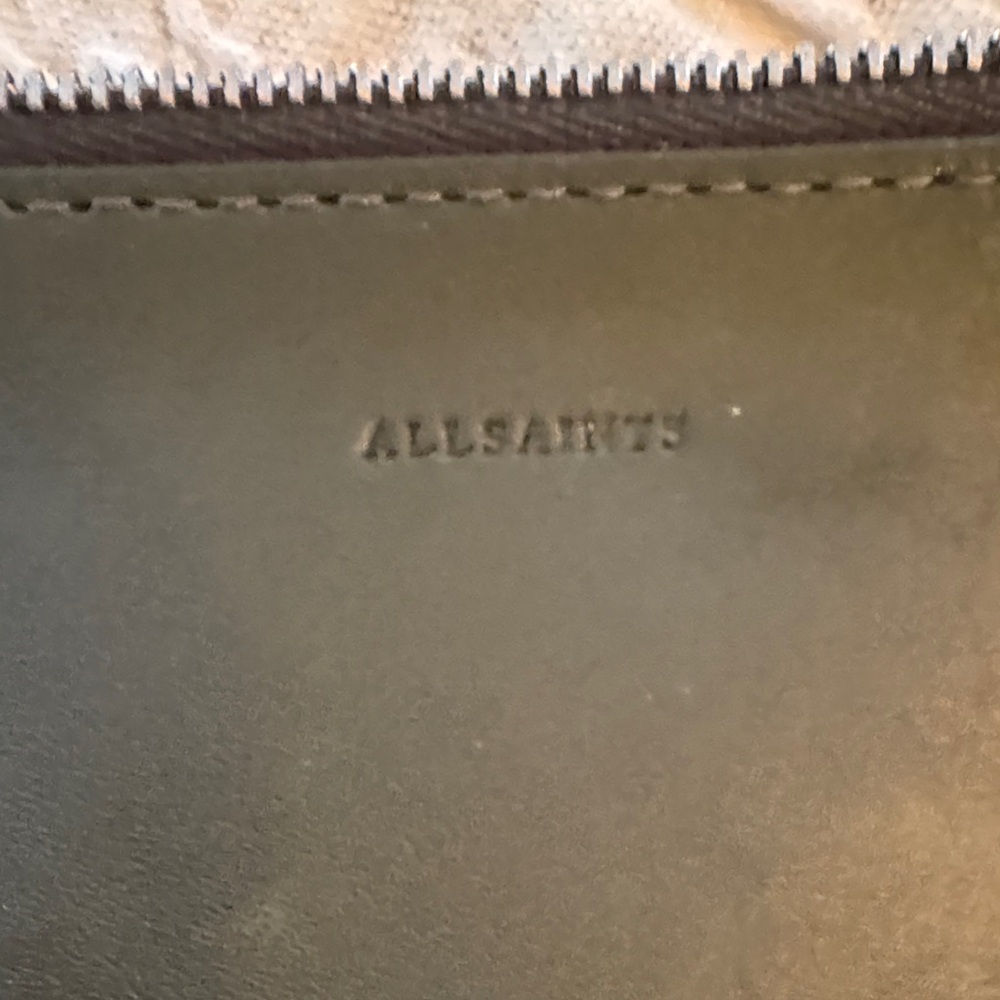 AllSaints Olive Green Leather Shoulder Bag with Silver Hardware - Picture 11 of 16